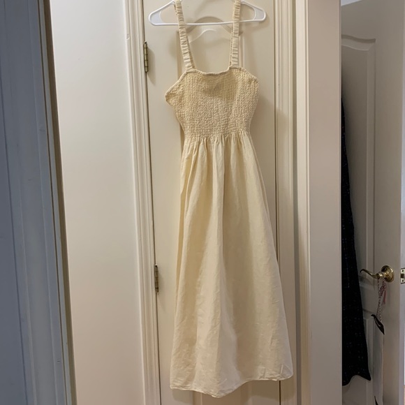 J. Crew Dresses & Skirts - Linen sundress in cream with smocked bodice Jcrew size large nwt